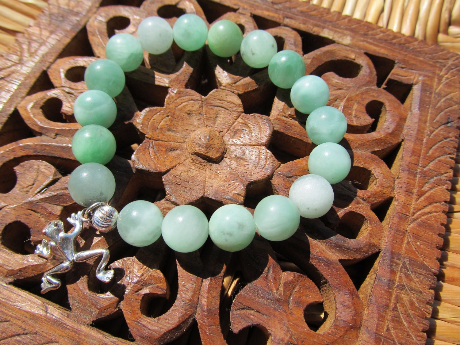 Luck & Happiness  - inspirational crystal gemstone bracelet-boho yoga zen lucky frog