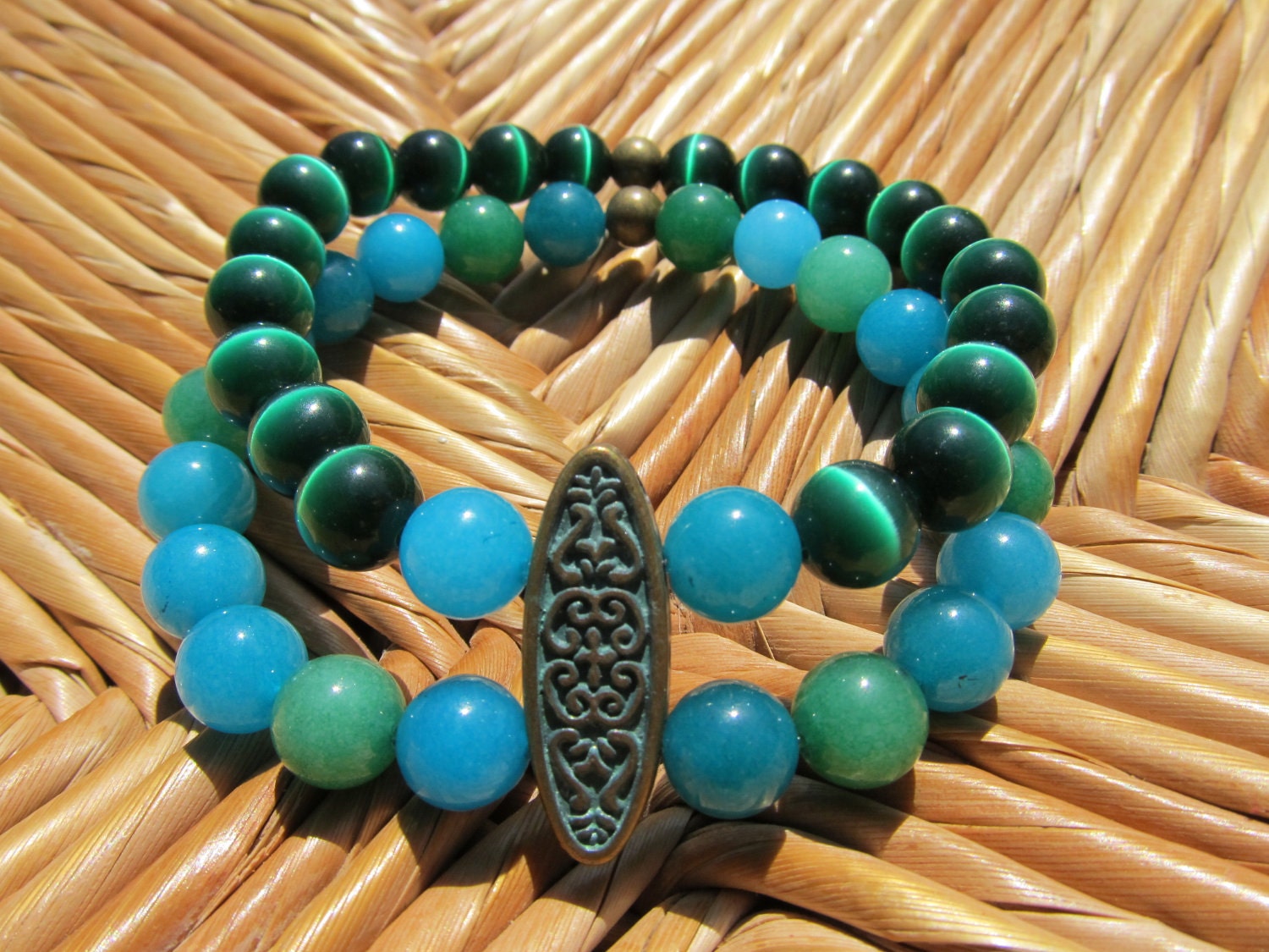 Peace & Balance- inspirational crystal gemstone double wrap bracelet-boho yoga zen