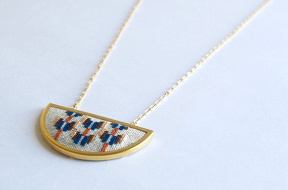 Chedraui Cross Stitched Pendant Necklace