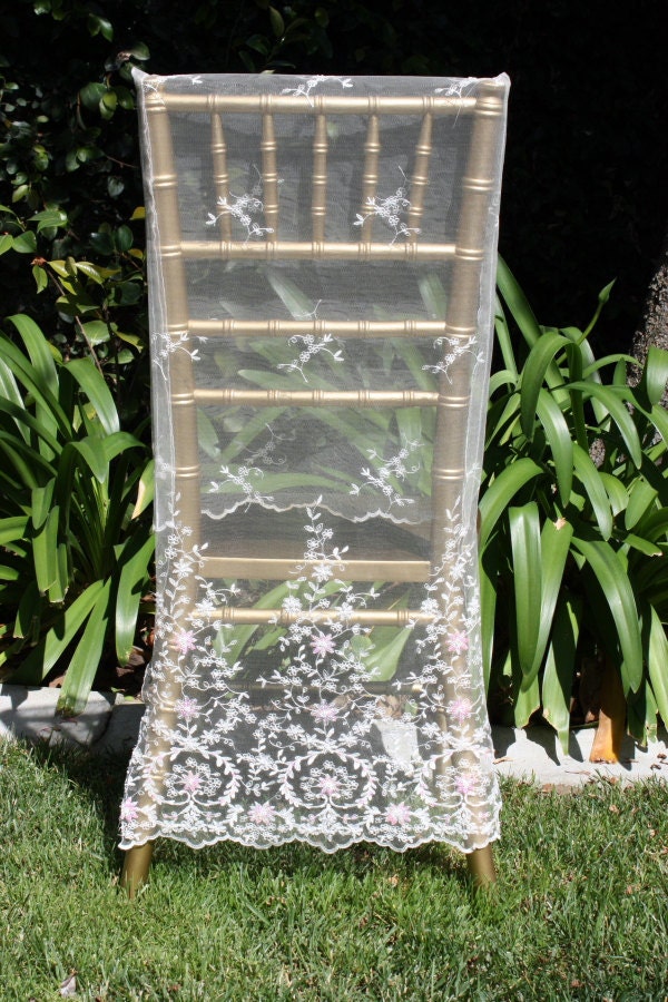 Wedding, Bride, Ivory Lace and Beaded Chiavari Chair Cover