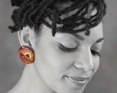 Large Button Earrings: Burgundy and Gold