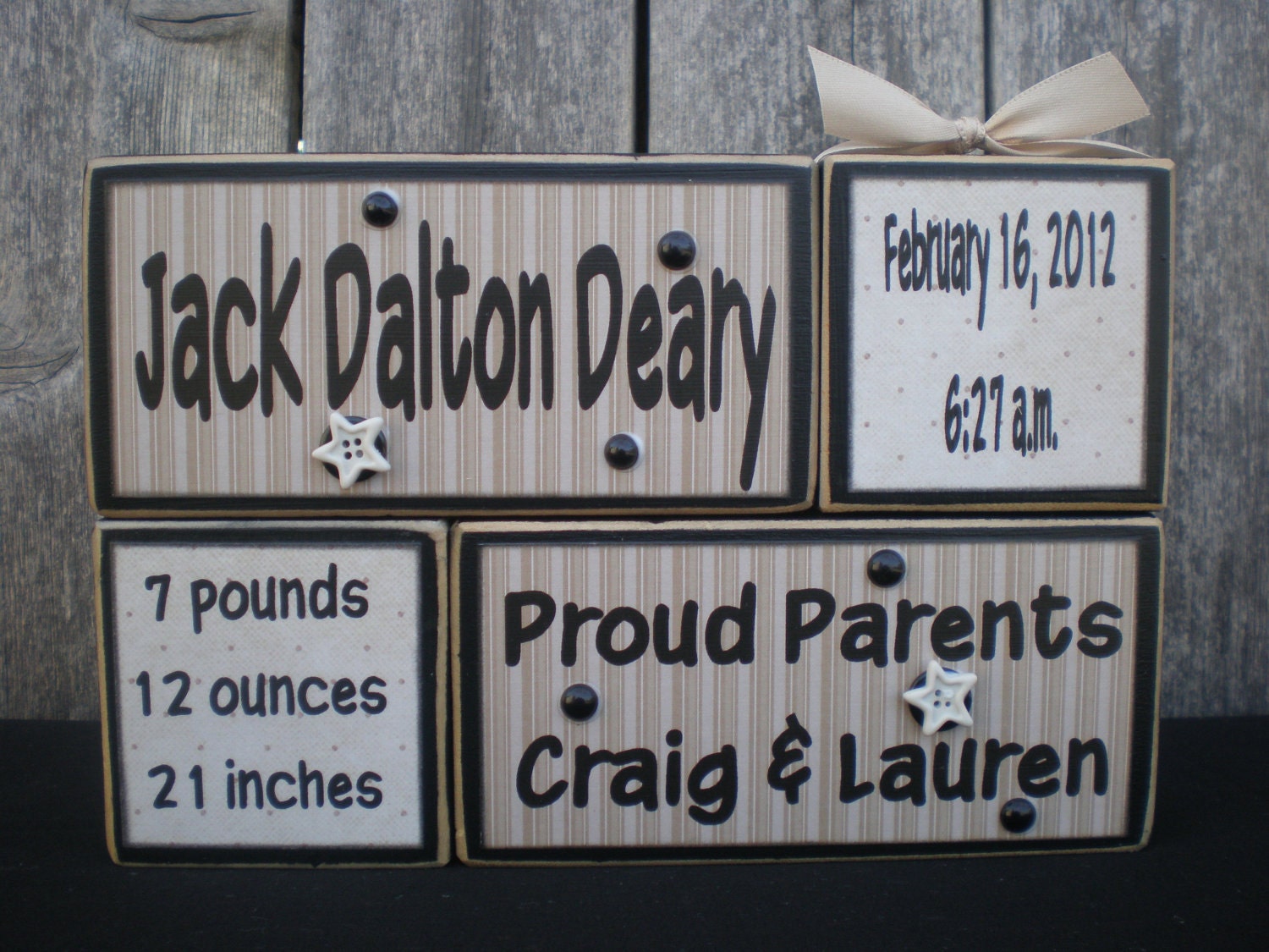 Personalized Wooden Name Blocks - Birth (Custom Order)