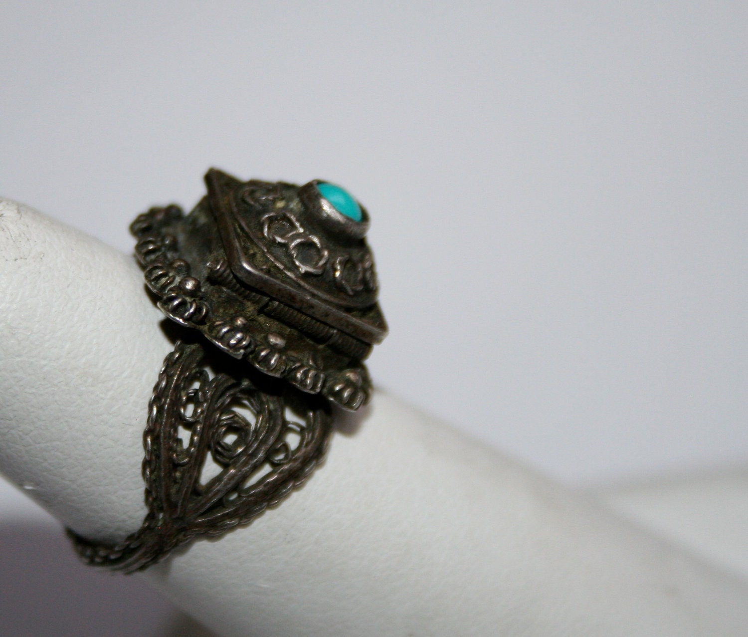 Egyptian Poison Ring Sterling Silver