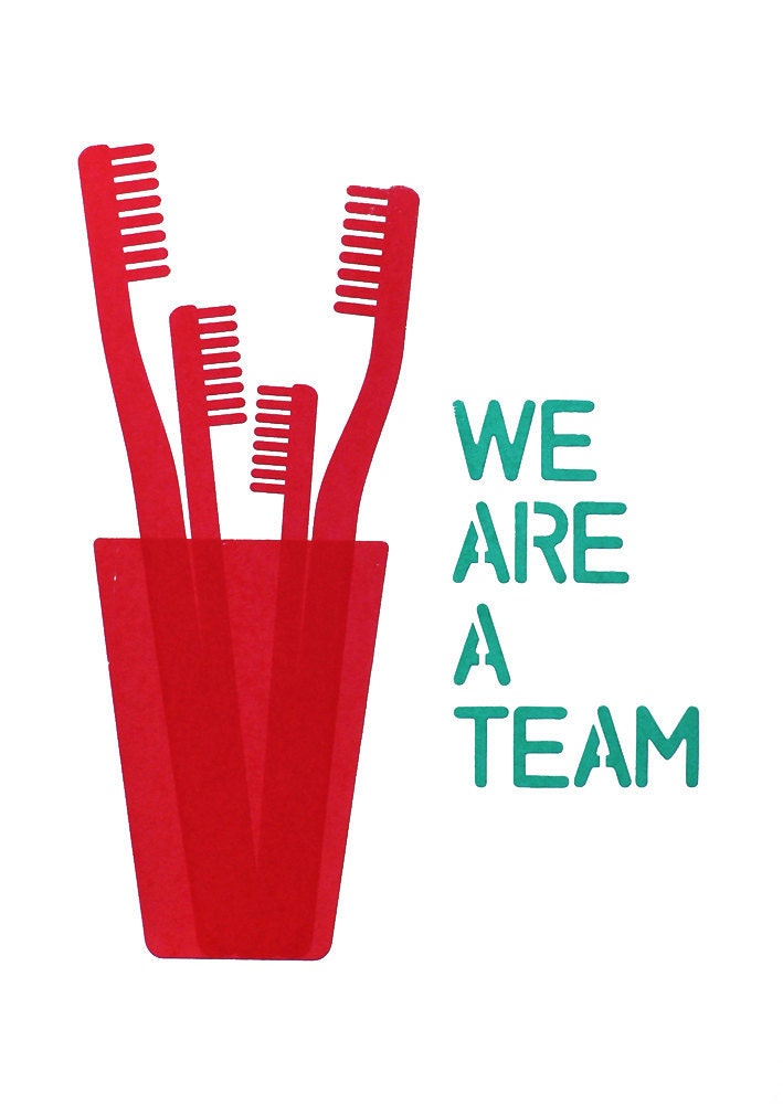 We are a team. Mother's day - Father's day. Red Screenprint 11.8 x 16.5 (A3)