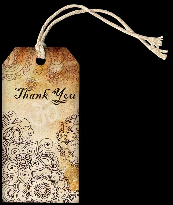 Oriental, Henna drawing, Thank You, Om, Tags -  Digital Collage Sheet, Download and Print Jpeg Clip Art Images 1