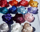 Cherry Blossom Inspired Hair Clips,  Set of 3,  Bobby Pins - Choose your Colors, Red, Orange, Coral, Yellow, Teal, Purple, Silver, Taupe