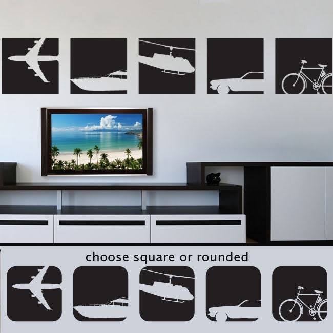 007 Wall Decal Plane Yacht Helicopter Car Bike Panels Vinyl Art 10"h x 10"w