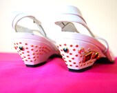 Vintage Designer White Clear Studded Stuart Weitzman Slingbacks Size 7