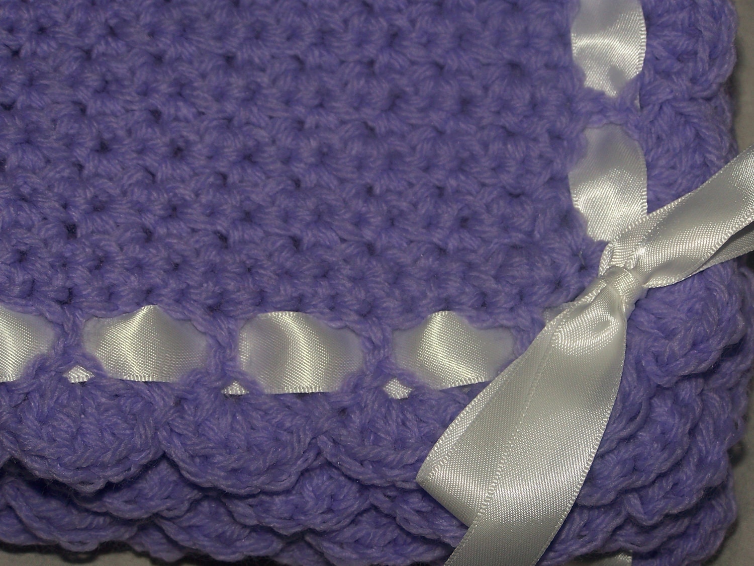 Sale-Purple Crochet Baby Blanket READY TO SHIP