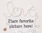Hanging Love Swirl Picture Frame, Photo Holder, Wire Art Wall Decoration, 4x6 Wire Wall Hanging Frame