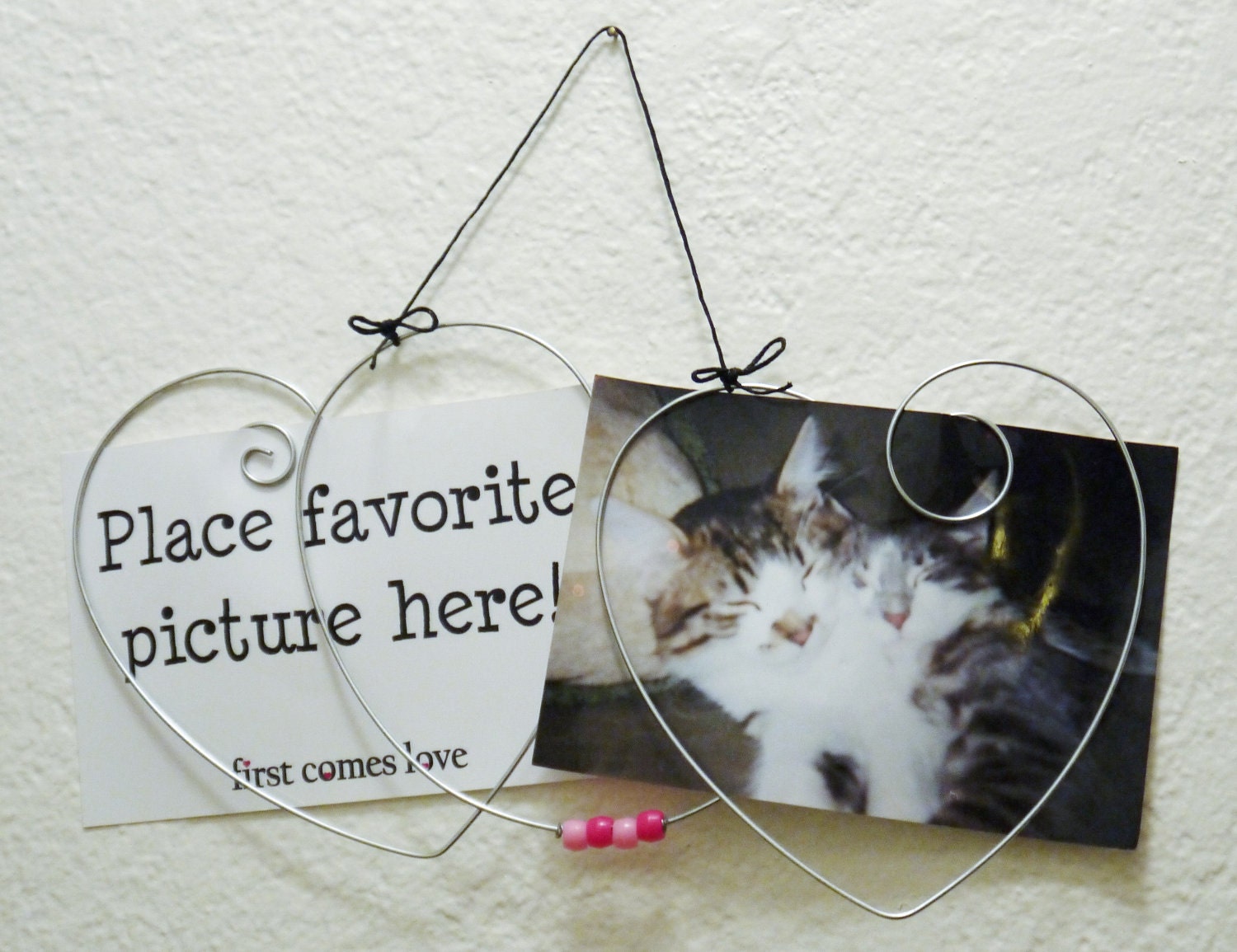Heart Collage Picture Holder, Wall Hanging, Multi Photo Picture Frame, Wire Art, 4x6