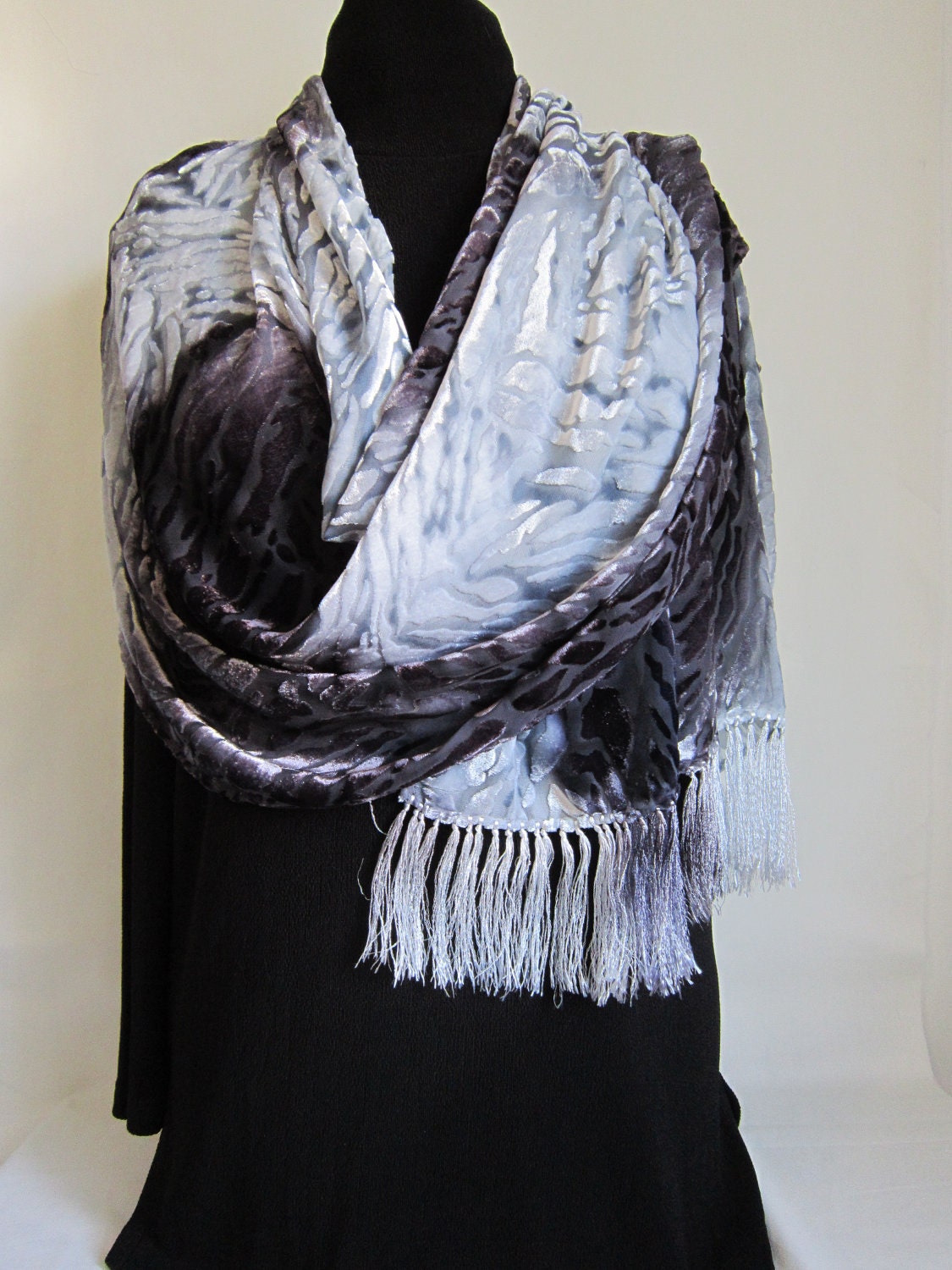 Silk velvet shawl
