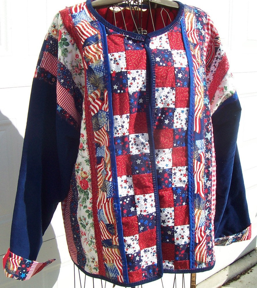 adult size 2X patriotic sweatshirt jacket