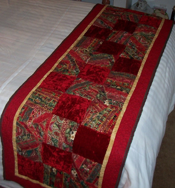 Victorian Christmas 2 Crazy Quilt Bed Runner by lavendersugarplum
