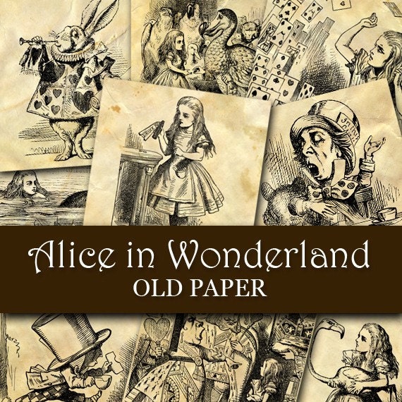 Alice in Wonderland-Digital Collage Sheet 2" squares-20 designs