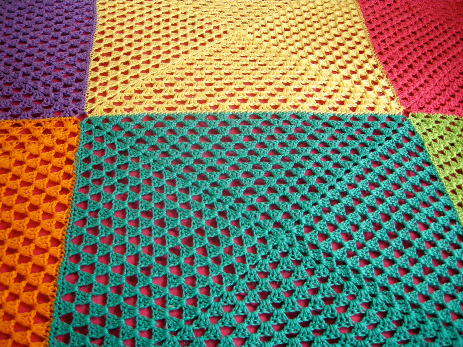 Custom Neon Squares Afghan