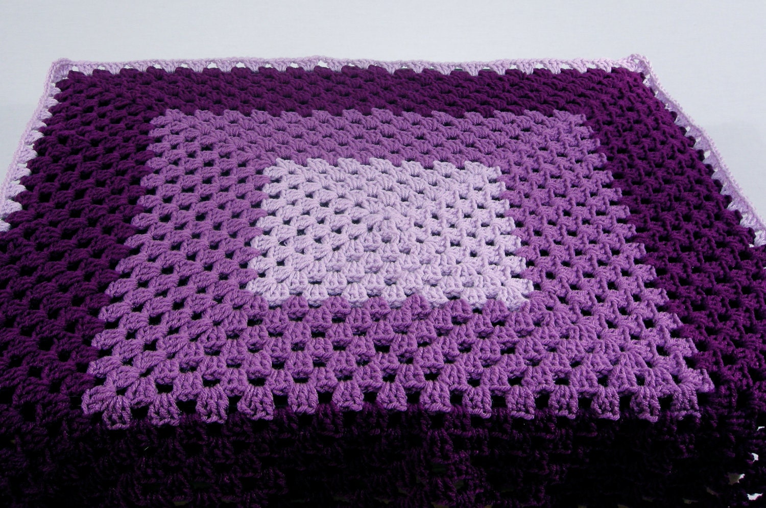 Purple Granny Square Baby Blanket
