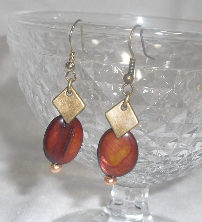 Brass and shell drop earrings SALE
