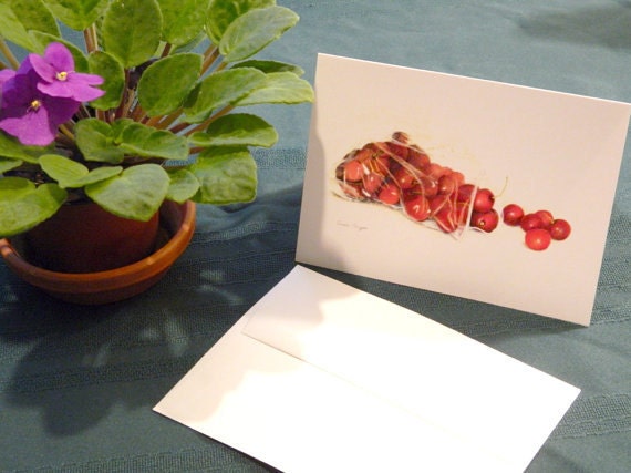Frameable 5 x 7 Note Card Red Cherries Print