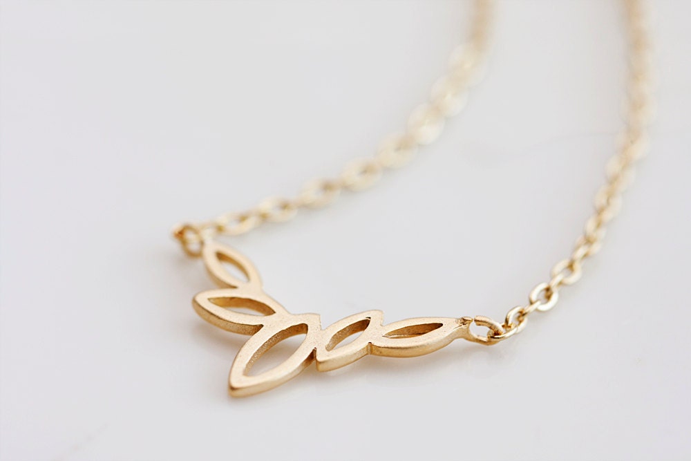 Tiny Gold Marquise Necklace Gold Filled Chain Petite Flower Petal Necklace - N133