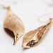 Autumn Leaf Earrings Antiqued Gold Leaf Simple Earrings Fall Leaves Pendant Dangle Leaf Jewelry - E099