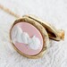 Vacation - Angel Girl Locket Necklace Pink White Little Girl Angel Locket Long Chain Necklace Oval Locket Jewelry - N190