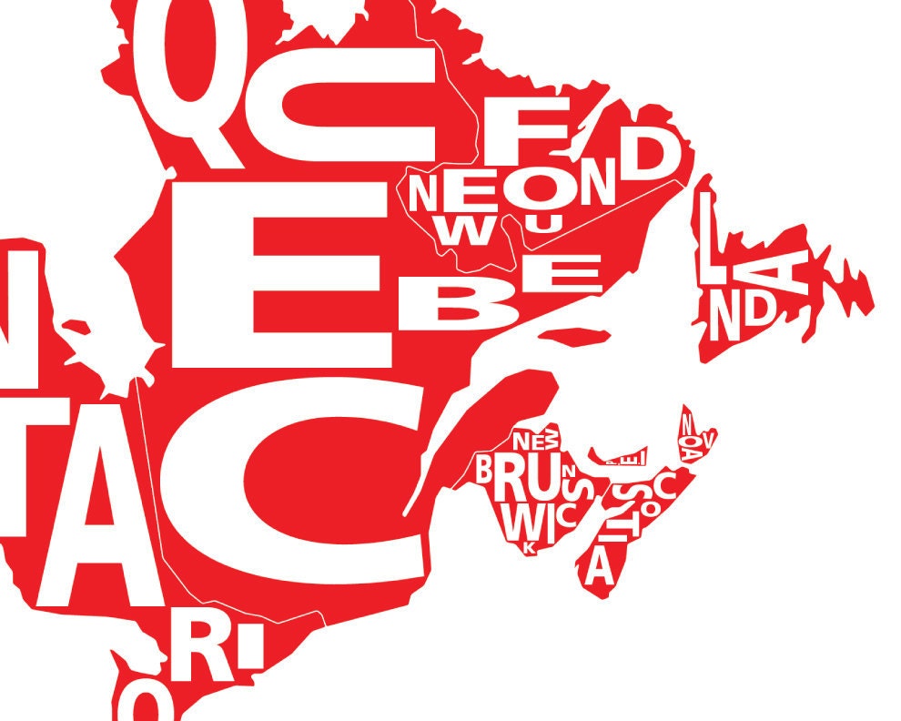 Typography Map of Canada - 11 x 14" Print