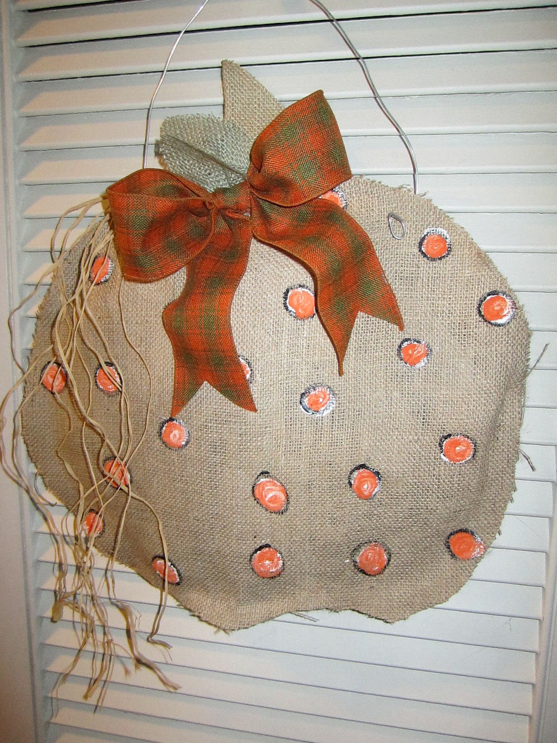Natural Burlap Pumpkin Door Hanging Decoration
