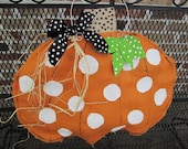 Orange Burlap Pumpkin Door Hanger Fall Burlap