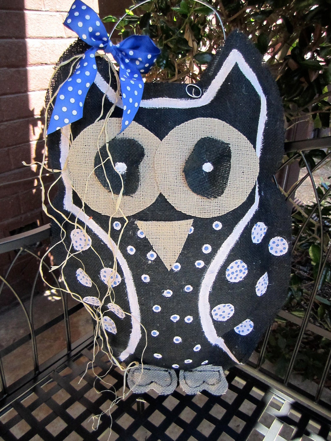 Owl Black Burlap Door Hanger Door Decoration