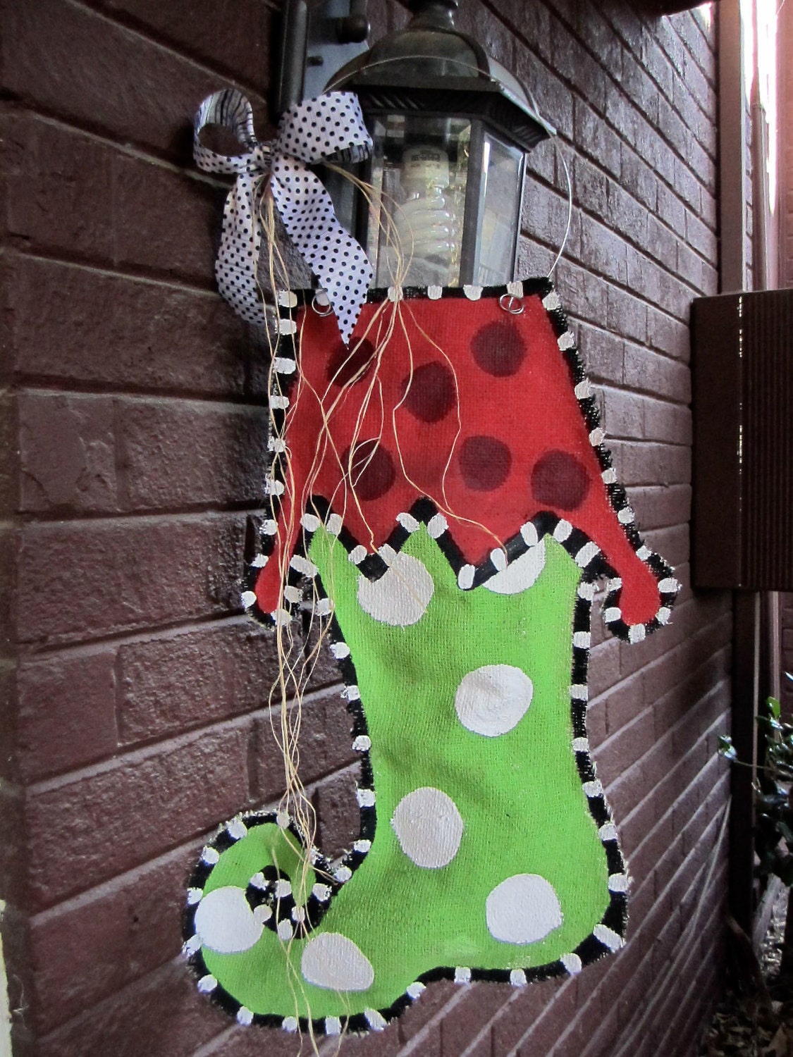 Christmas Stocking Burlap Door Hanger