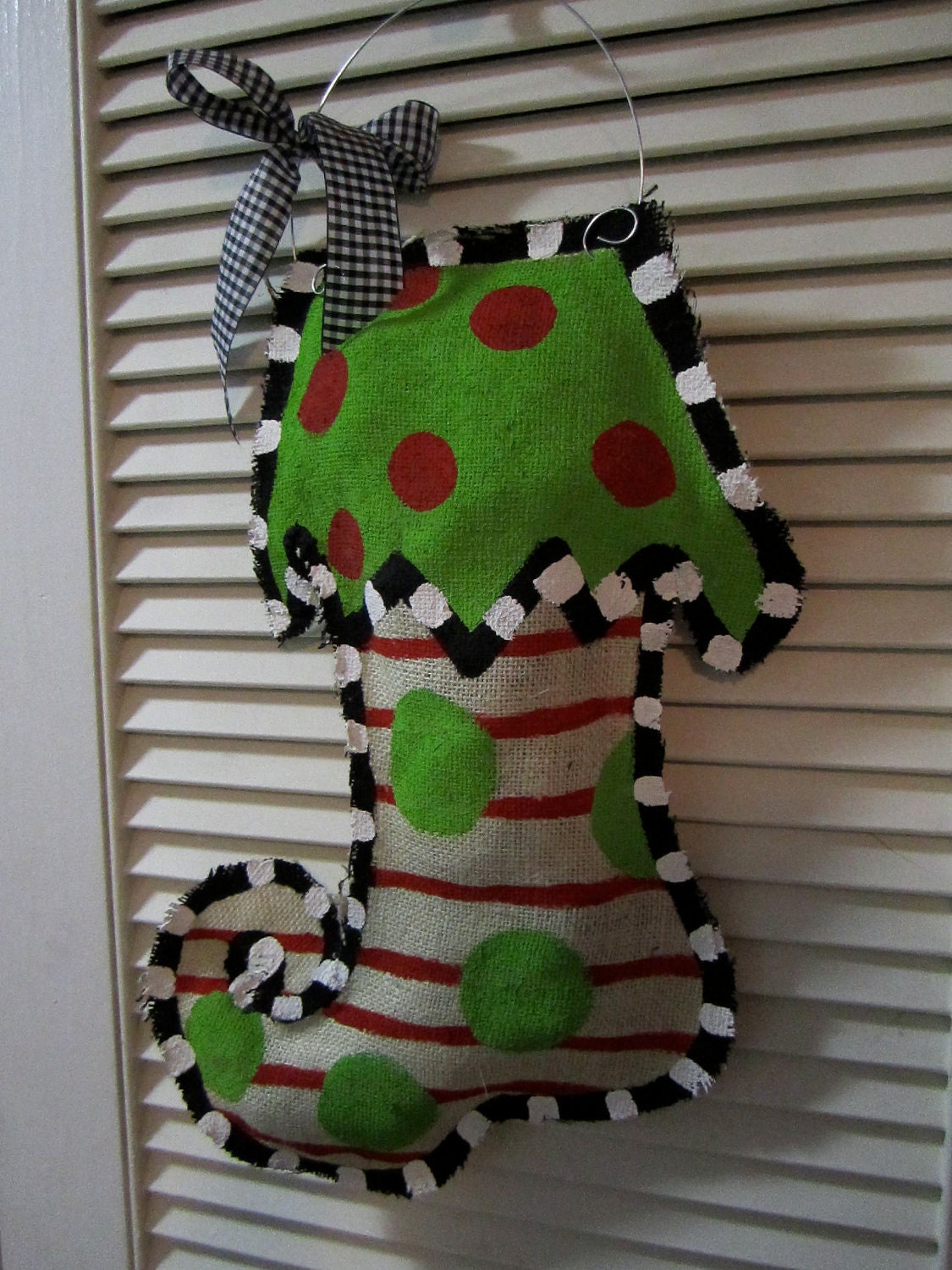 Christmas Stocking Burlap Door Hanger