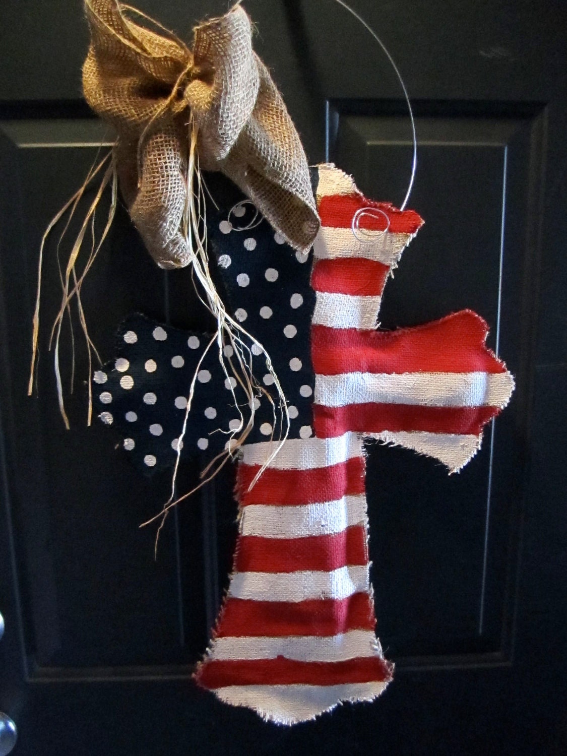 Burlap Cross Burlap Door Hanger American Flag