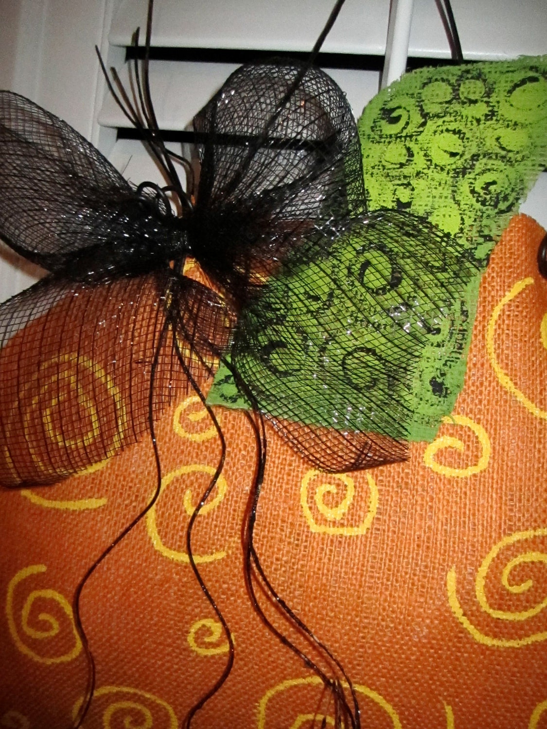 Orange Burlap Pumpkin Door Hanging Decoration