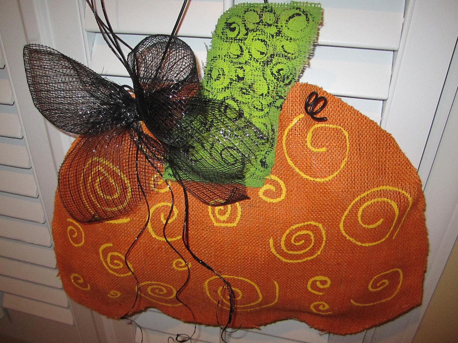Orange Burlap Pumpkin Door Hanging Decoration
