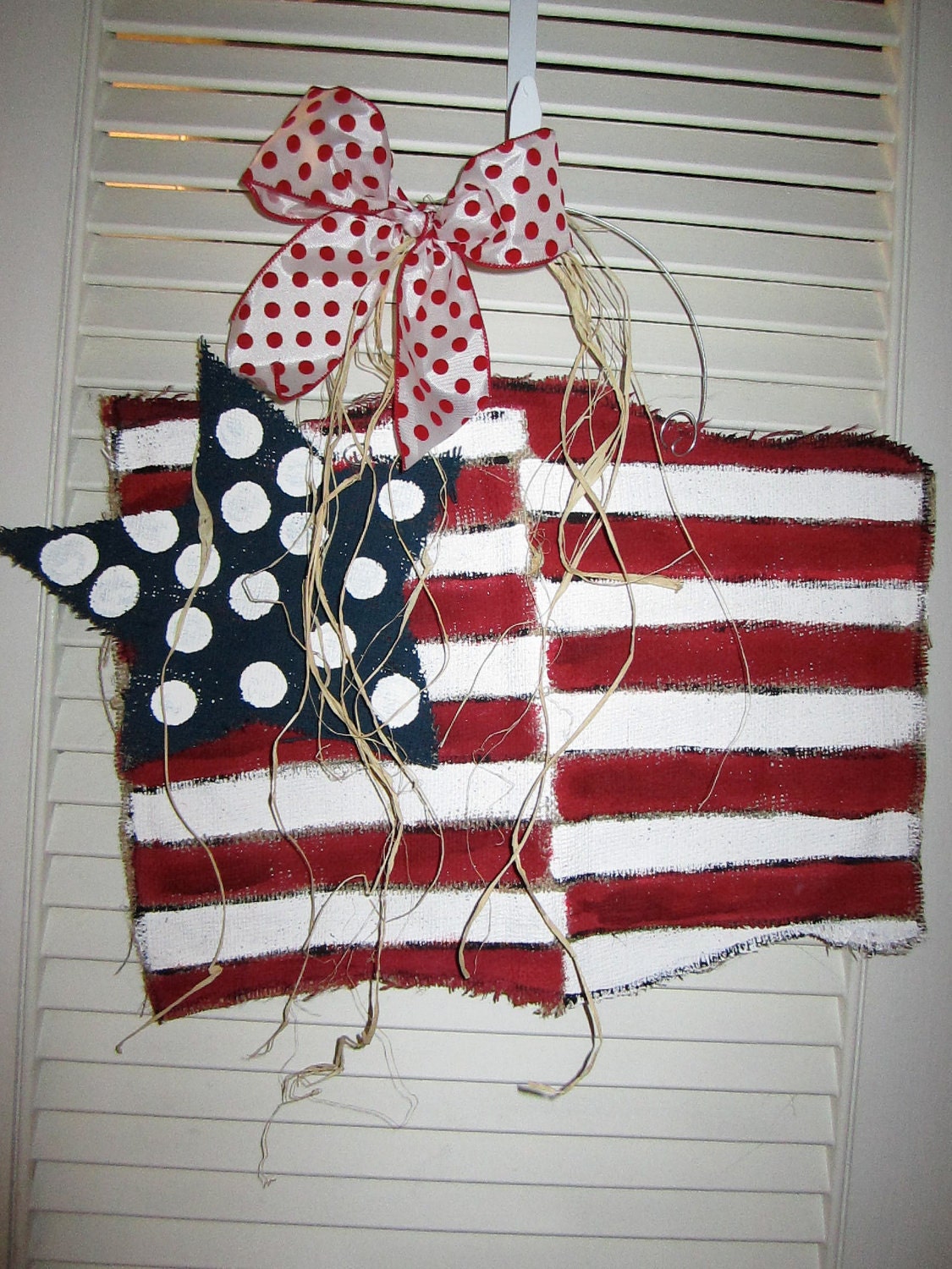 Burlap USA Flag Red, White and Blue Burlap Door Hangers American Flag