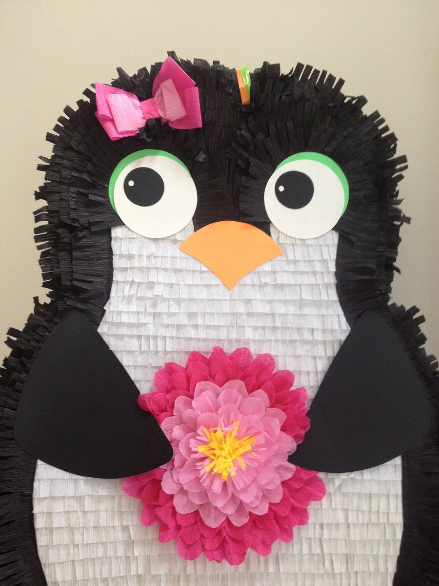 Girl Penguin Pinata.  Large Customizable Penguin Pinata.  Custom Penguin Pinata