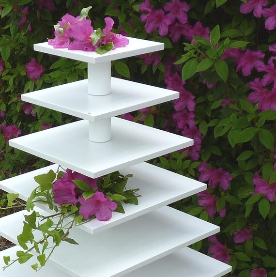 Sturdy Wood Cupcake Display Tower 7 Tier Square Il_570xn