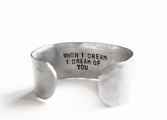Mens Cuff Bracelet with secret message inside - Hammered Metal Hand Stamped for him Husband Dad Son Boyfriend