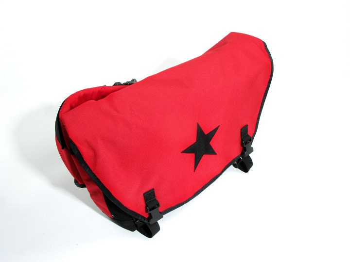 Red and Black Medium Waterproof Messenger Bag