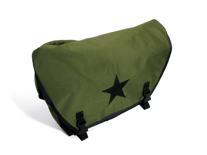 Olive and Black Medium Waterproof Messenger Bag
