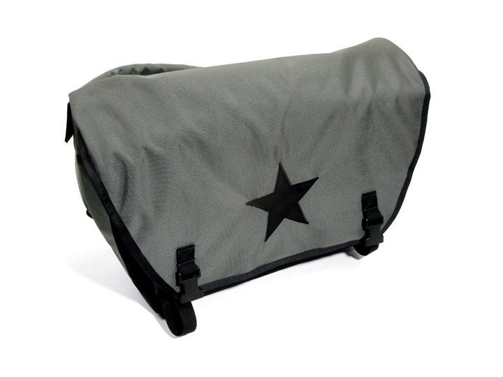 Smoke Grey and Black Medium Waterproof Messenger Bag
