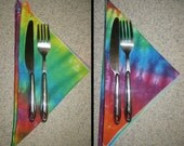 Tie dye cloth dinner napkins - rainbow set of 4