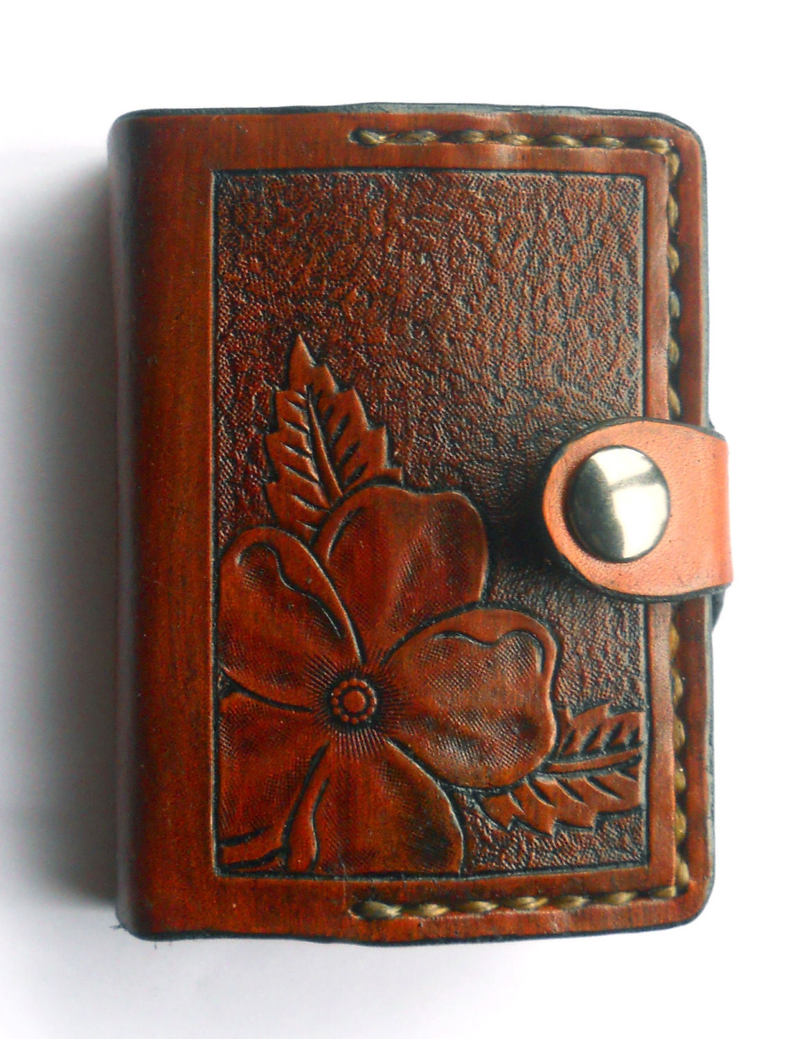 Items similar to Wild Rose Hand Tooled Leather Playing Card Case on Etsy