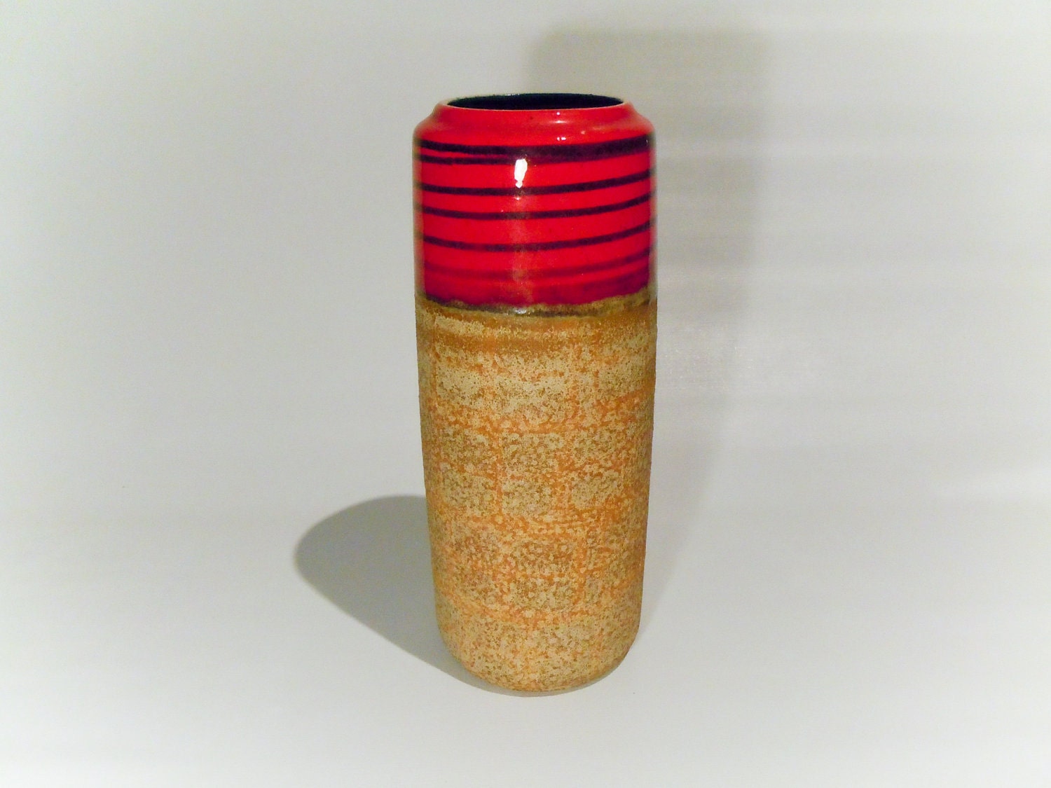 Lovely 1970s red and sand coloured West Germany vase