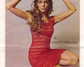 Vintage Crochet Pattern Pdf 1960s RED LACE DRESS Boho Mini-dress or tunic top Treasury Item 0008