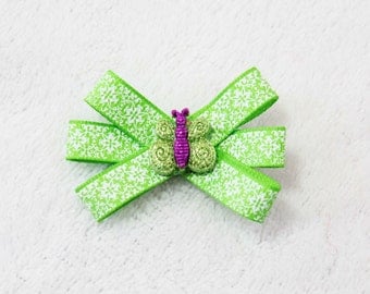 Butterfly Hair Bow - Green Purple Butterfly Hair Clip for Toddler Baby Girl - Butterfly Hair Accessory