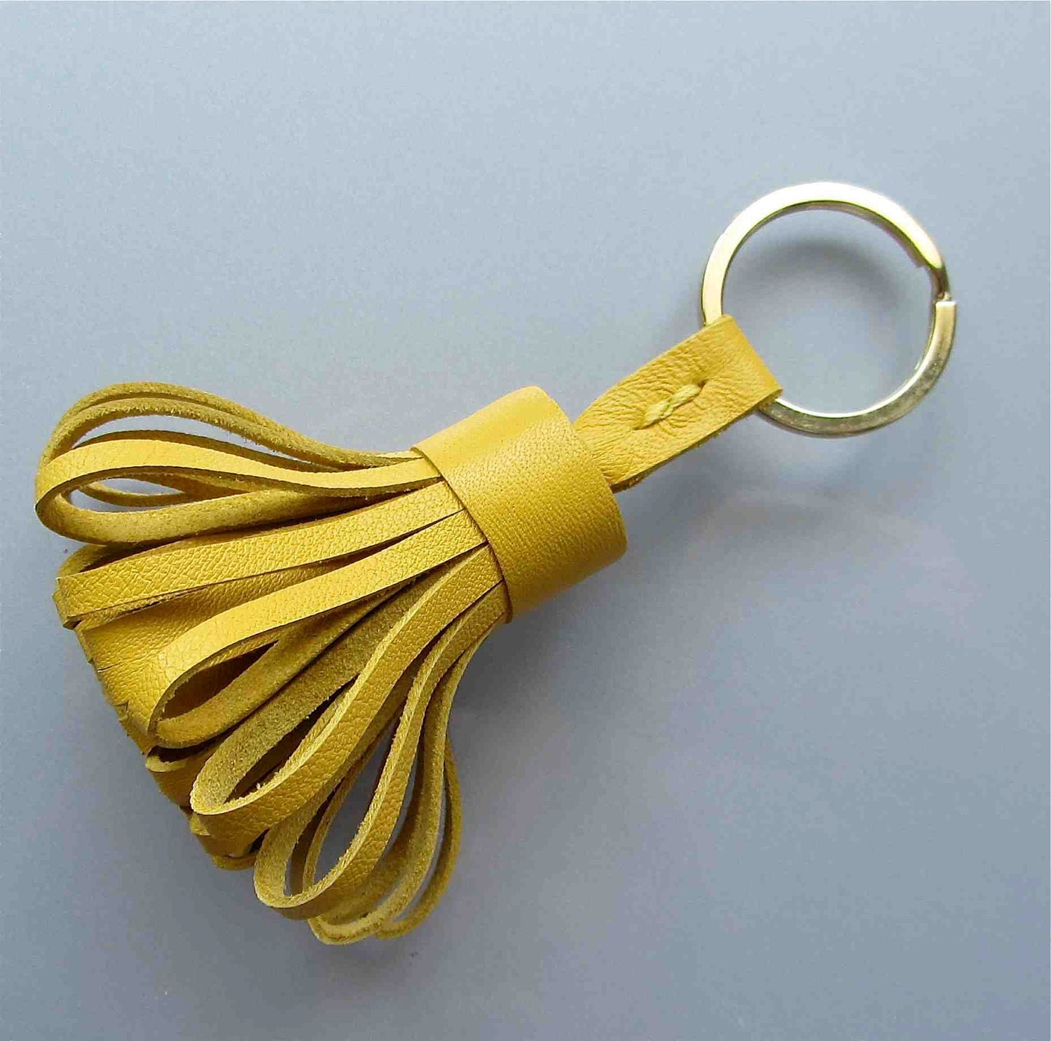 Luxury leather tassel / keyfob in yellow lambskin. A perfect gift