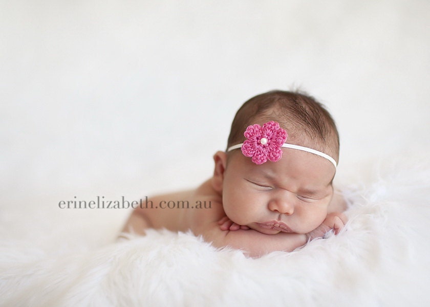 Crochet Flower Headband with Pearl accent
