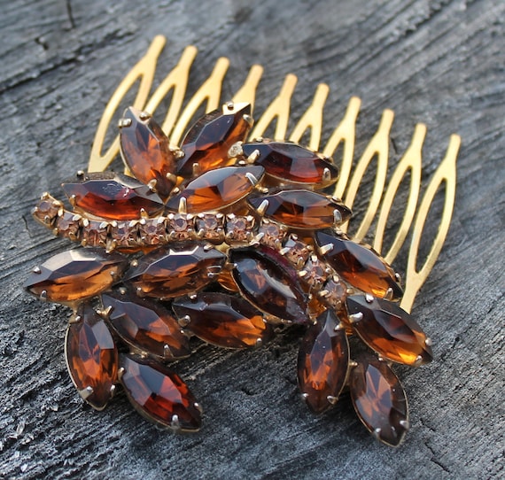 Vintage Topaz Hair Comb- Bridal or Prom